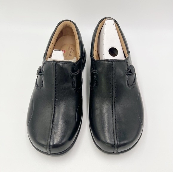 6XW 6 XW Extra Wide Clarks Women's Un.Loop 2 Walk Black Leather‎ Loafer Shoes - Picture 4 of 16